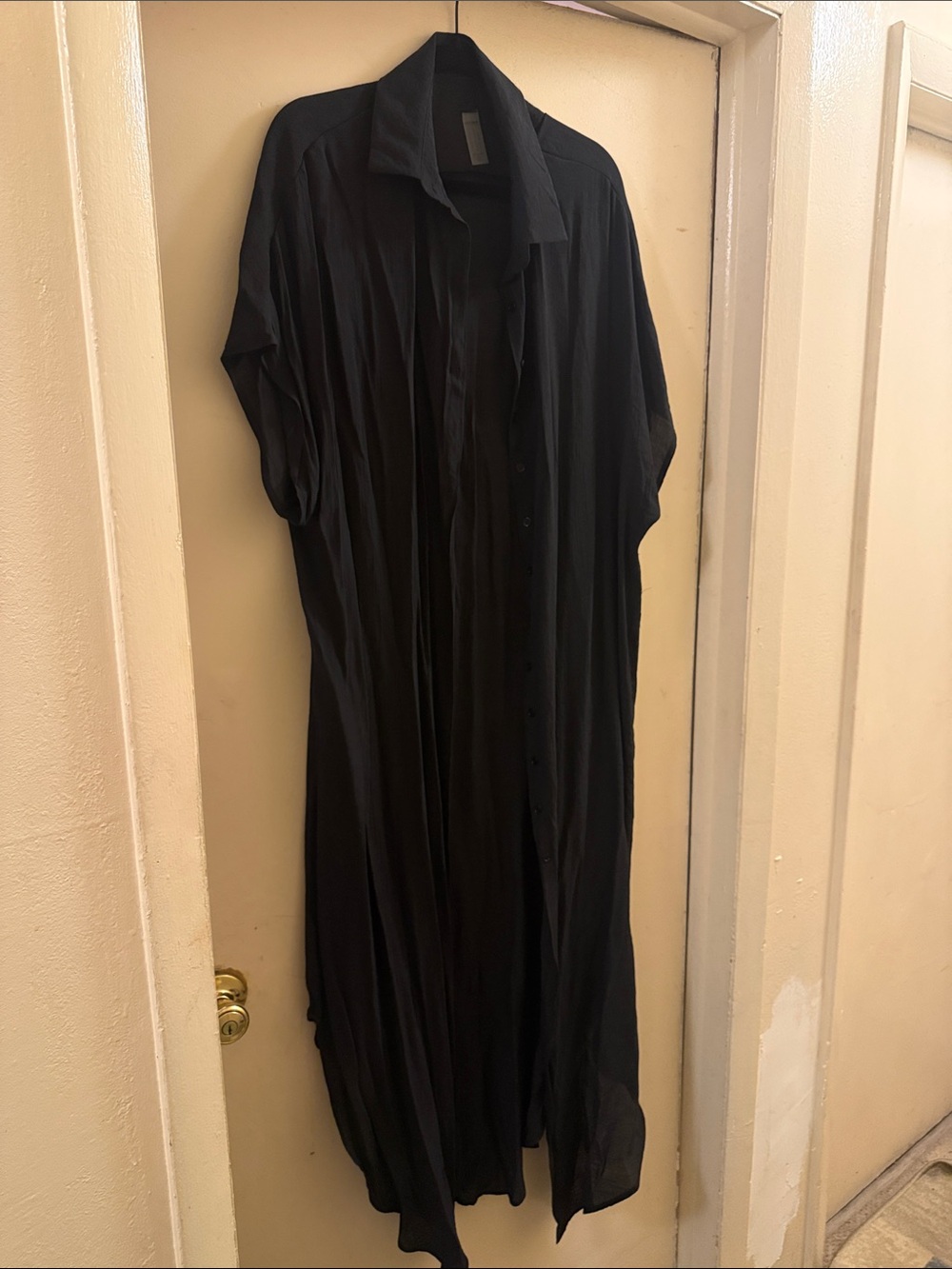 Fashion Nova Black Button-Down Maxi Shirt Dress
